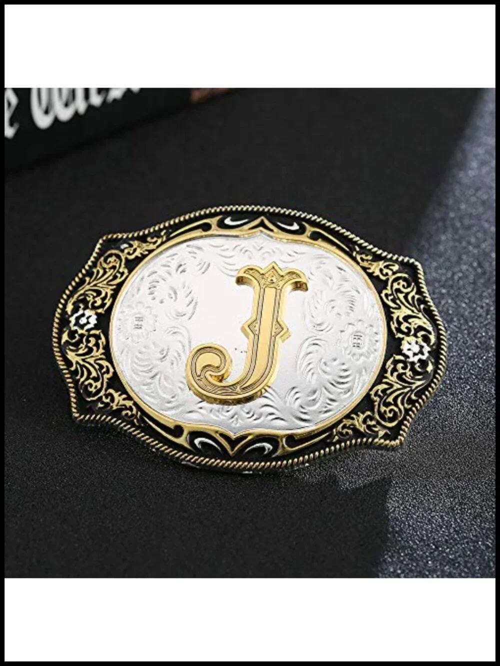 Western Cowboy Belt Buckle with Initial Letter, Zinc Alloy, Vintage Style